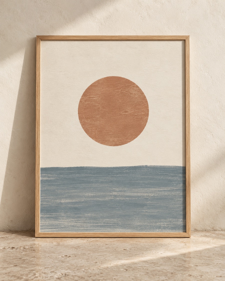 NOSTOS concept stillness print, photographed on warm limestone.